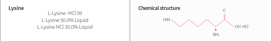 Lysine:L-Lysine·HCl 99, L-Lysine 50.0% Liquid, L-Lysine HCl 30.0% Liquid / Chemical structure